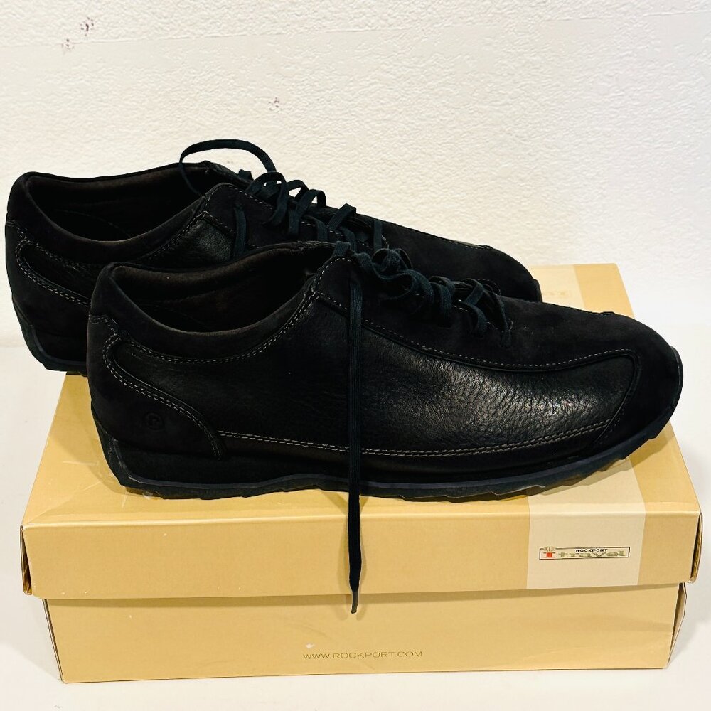 NEW Rockport Black Comfort Walking Shoes Leather and Suede Lace Up Womens Size 9